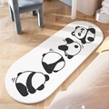Tappeto ovale in peluche bianco con simpatici panda per una cameretta accogliente - 60*180cm / Capriola in avanti