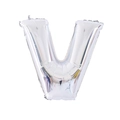Silver foil letter V balloon for birthday and wedding decorations with metallic shine - 32' Silver Chubby Letter Aluminum Foil Balloon (v)