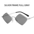 Retro diamond-shaped sunglasses with silver metal frames and solid grey lenses - One Size / Silver Frame Solid Grey
