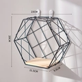 Nordic black hexagonal metal wall shelf with light wood base, size 23x20x9.5cm - Medium / Black