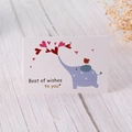 Blue elephant and bird illustration greeting card with Best of Wishes text - Elephant