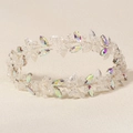 Silver Baroque bridal headband featuring crystal flowers, iridescent marquise stones and pearls - Silver AB Crystal
