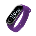 Waterproof sports digital watch with purple silicone strap and black LED display - Purple