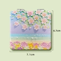 Artistic oil painting style foldable makeup mirror with pink flower beach scene detail - Seascape & Pink Flowers (506Z19)