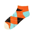 Chaussettes courtes en coton avec motifs argyle orange et bleu et bords côtelés - 36-44 / Argyle Orange Bleu Mix