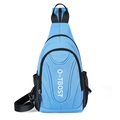Blue multifunctional oxford chest bag with adjustable strap and side mesh pocket - Sky Blue