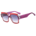 Retro square oversized sunglasses with red purple gradient glitter frame and purple lenses - Purple Gradient Frame Gray