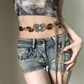 Cadena de cintura bohemia con hebilla de mariposa de bronce y detalle de gema azul - Estilo Tejido de Mariposa Bohemia (K0109)