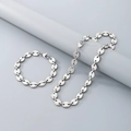 Silver stainless steel coffee bean link necklace and bracelet set for men and women - 11mm Steel