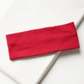 Elastic wide red knitted headband for women, stylish seamless ribbed hair accessory - Red