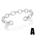 Minimalistisches Silberketten-Armreif-Armband mit weißen Zirkonia-Akzenten für Damen - Eingelegter Ketten Offener Armreif (A)