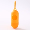 Orange capsule-shaped pet waste bag dispenser with hook and easy access opening - Yellow