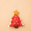 Adorno de árbol de Navidad en fieltro rojo con estrella amarilla y pompones blancos - Árbol de Navidad de Felpa Rojo