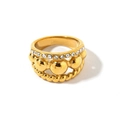 Bague multicouche plaquée or 18 carats avec zircons brillants et texture torsadée - Or Ensemble Trois Couches (Zircon+Perle+Torsade) (YR62_1)