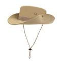 Khaki outdoor sun hat with wide brim, side snaps and adjustable chin strap - 58cm / Khaki