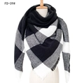 Classic black and white checkered cashmere-like scarf shawl with fringe details - Black White