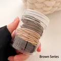 Braune Haargummis im Set, hochelastisch im transparenten Behälter für Damenfrisuren - Dose Kaffee Serie (100 Stück/Packung)