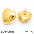 Elegantes pendientes de corazón hueco en acero inoxidable chapado en oro 18K - Dorado Grande (30*12mm)