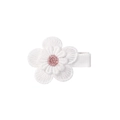 White embroidered daisy flower hair clip for girls with elegant ribbon wrapped metal base - Style 13-White Embroidery Flower Pink Center Ribbon Clip