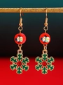Christmas earrings with cartoon snowman bead and green snowflake drop with red crystal - KC Gold Snowflake Pendant (N-1002)