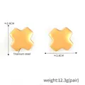 Minimalist gold titanium steel cross X-shaped stud earrings in a polished mirror finish - X-Shape Gold Earrings (F1367)