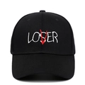 Berretto da baseball nero con ricamo Loser e Lover in bianco e rosso di alta qualità - Regolabile / Nero