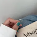 925 Silber Doppelring in Seil-Optik mit einem runden hellblauen Edelstein für Damen - Hellblauer Edelstein Verdrehter Stil (J4321)