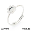 Anillo abierto de huella de gato en plata, ajustable, ancho 7mm y peso de 1,3g - Anillo Ajustable de Huella de Pata Acero