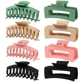 Detailliertes 8er-Set Haarspangen in Matt-Optik, Farben wie Grün, Pink und Khaki - Stil D (Matte Vier Farben) / 8er Set