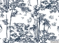Nail art transfer sticker WG4046 with blue and white Chinese pine crane pattern - WG4046