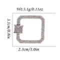 Silver square pendant clasp with micro-set rhinestones, dimensions 3.1cm x 2.3cm - Silver Square Pave Style (DBN022-2)