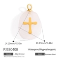 Pink stone cross necklace pendant with stainless steel water drop base, 1.39g weight - PJ92040B-Pink Stone Cross