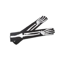 Gants longs d'Halloween noirs en polyester avec impression d'os de squelette blanc - Taille unique / Noir