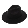 Classic black wide brim fedora wool felt western cowboy hat for men and women - M (56-58cm) / Black