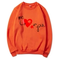 Bright orange crew neck sweatshirt featuring red heart print and me you lettering design - Orange (Pattern 2)