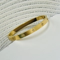 Bracciale a cerniera in acciaio inossidabile placcato oro 18K con zircone a stella - Bracciale Ottagramma / Oro
