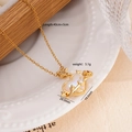 18K gold-plated heart necklace with opal pendant and arrow detail on white background - Gold Rose Crown Heart
