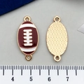 Pendentif ballon de rugby en émail doré pour la création de bijoux DIY et porte-clés - Rugby Brun (21732)