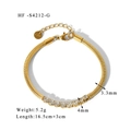 Détail macro du bracelet en acier inoxydable plaqué or 18K avec zircones et chaîne ressort - Or (HF-S4212-G)