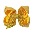 Cute 6-inch sparkling yellow sequin hair bow clip for girls holiday and stage hair accessory - 3-Yellow