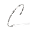 Detail of silver twisted open bangle showing polished metal texture and minimalist design - Silver Twisted Style (31998)