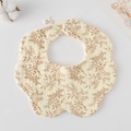 Floral cotton baby bib in beige with snap closure and soft double gauze texture - Gauze Flower Wrap - Kapok Flower
