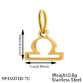 Detail of Libra zodiac pendant in gold stainless steel with precise size measurements - Gold Libra (Polished)