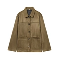 Veste en daim marron olive avec col à revers et quatre poches plaquées sur le devant - XS / Blanc