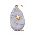 Teardrop white stone pendant with gold lightning inlay and dimensions 27.5x13.5mm - White Lightning (Water Drop)
