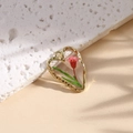 Pendente per orecchino a cuore con vero fiore essiccato rosso e montatura dorata - Stile 4-Dettaglio fiore essiccato rosso / 20*26mm