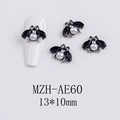 Detail of silver insect nail charms with black gems and white pearls for Halloween - AE60-Black Gem Pearl Insect