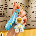 Astronaut Schlüsselanhänger mit weißem Silikon-Weltraummännchen und blauem Band - Kleiner Astronaut--Blau