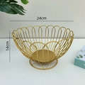 European luxury golden iron fruit basket with scalloped edges and 24cm diameter - Diameter 24cm x Height 14cm / Gold (Lotus High Model)