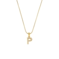 18K gold plated snake chain necklace featuring a pearl inlaid letter P pendant - Letter P